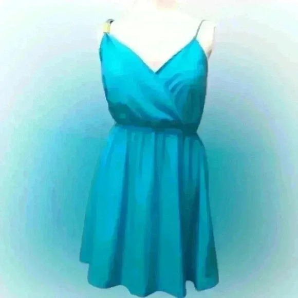 Kardashian Kollection Georgette Dress, Large turquoise blue dance party beach - Picture 1 of 6